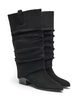 Long suede-look boot with a detachable shaft, Black, Packshot image number 1