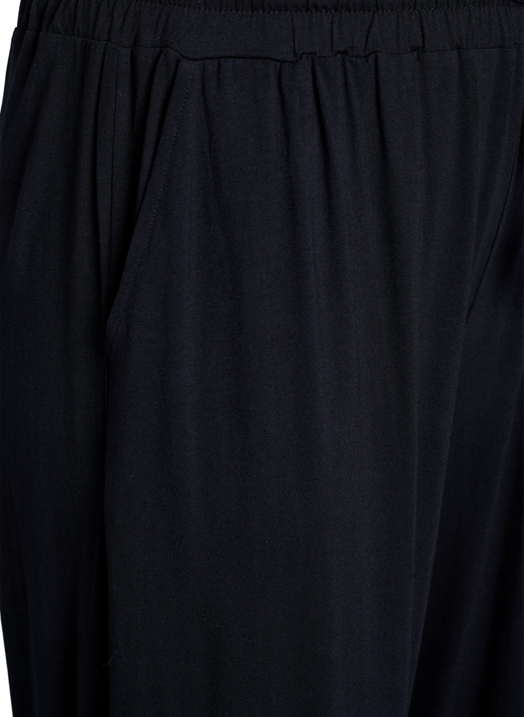 ZizzifashionLoose night trousers in viscose jersey with pockets, Black, Packshot image number 2