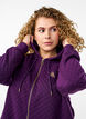 Long quilted sports cardigan with zipper, Purple, Model image number 3