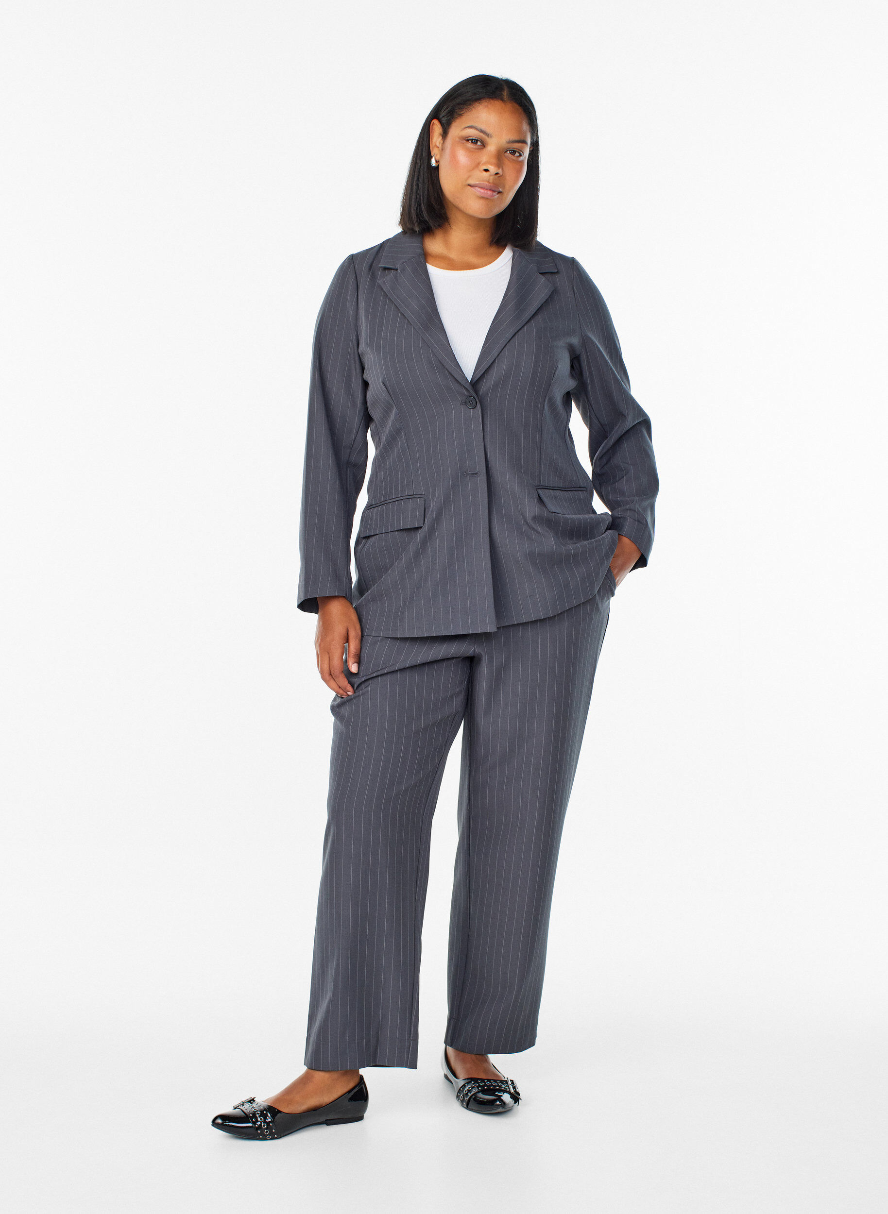 Zizzifashion FLASH - Blazer with pockets and slits, Dark Grey, Model image number 1