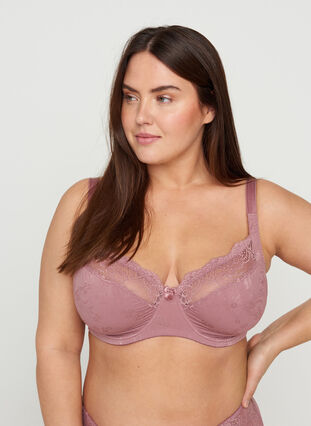 Figa underwired bra with lace, Wistful Mauve, Model image number 0