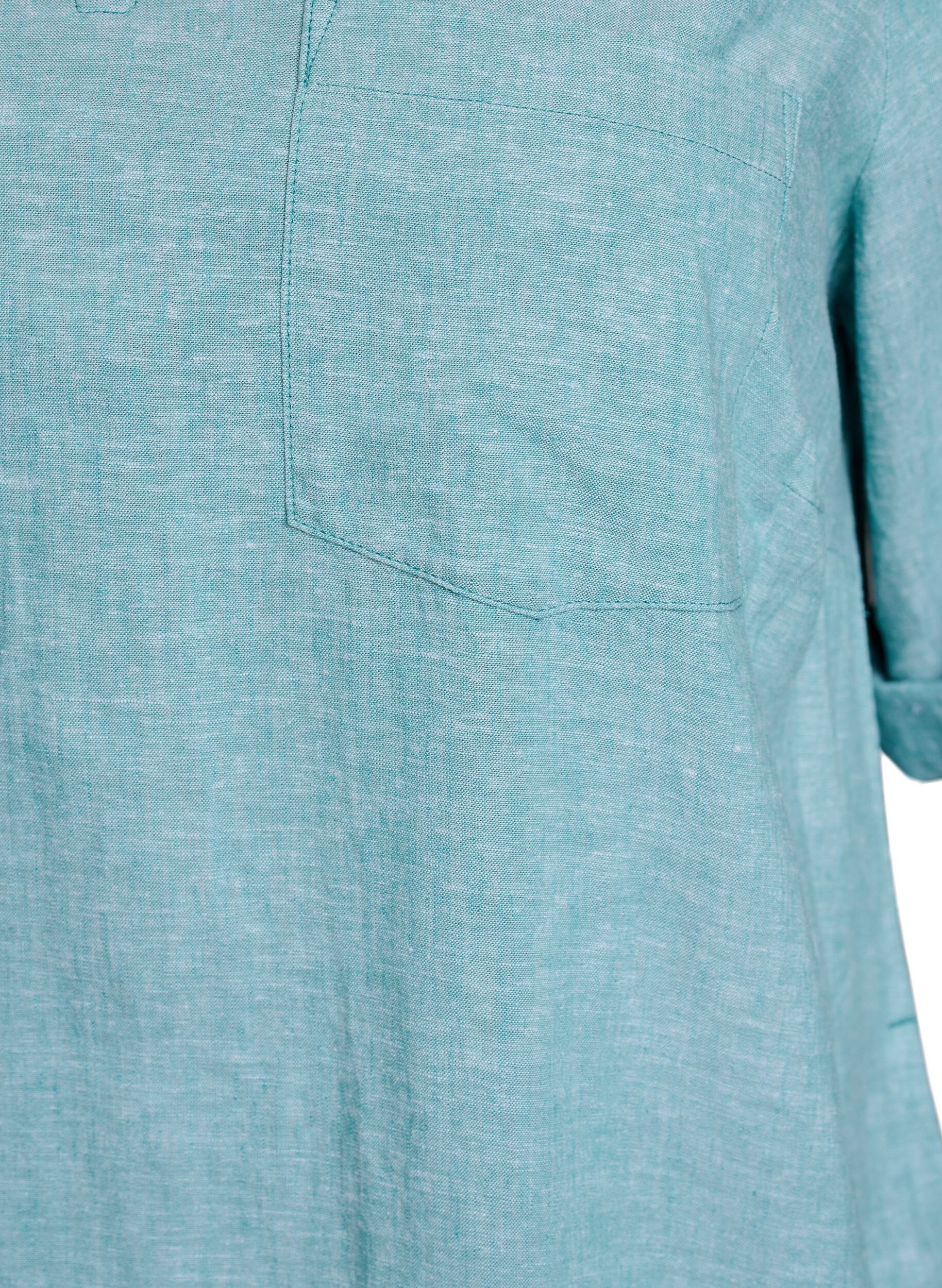 Zizzifashion Linen and viscose tunic with A-shape, Blue, Packshot image number 2