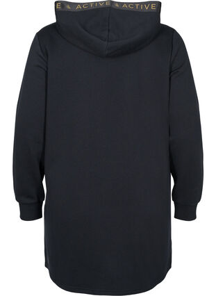 Sweat dress with a hood and pocket, Black, Packshot image number 1