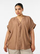 Viscose blouse with buttons and texture, Brown, Model image number 0