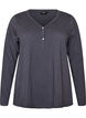 Long-sleeved t-shirt with V-neck and buttons, Grey, Packshot image number 0