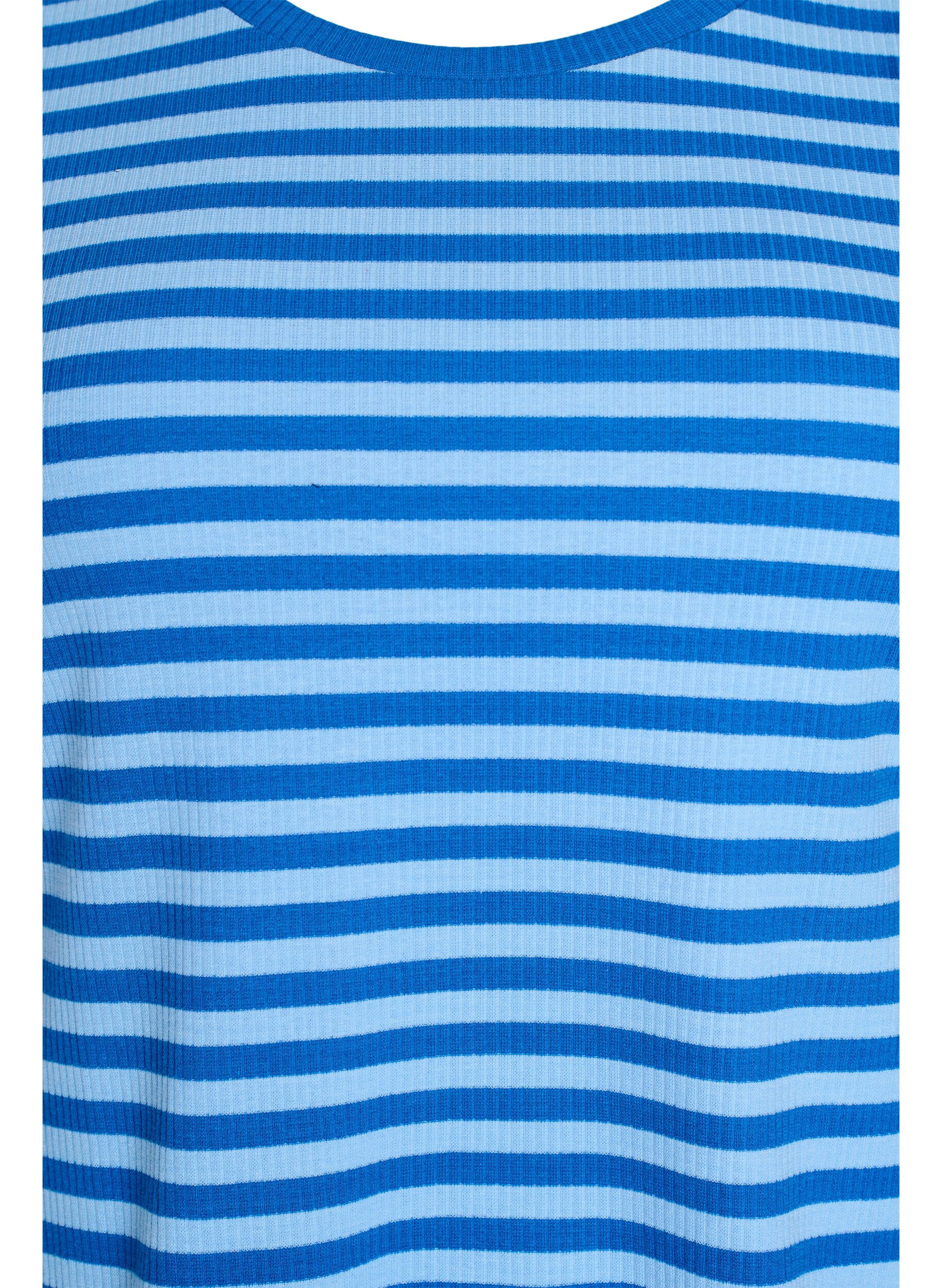 Zizzifashion Striped T-shirt with ribbed texture, Light Blue, Packshot image number 2