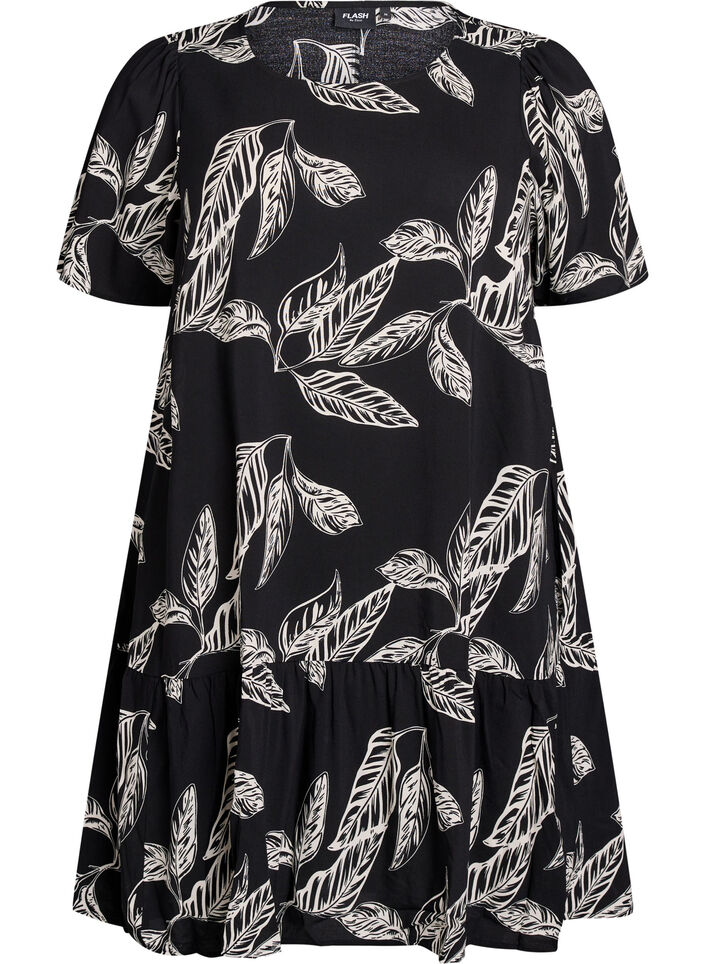 FLASH - Dress in viscose with cutline, Black, Packshot image number 0