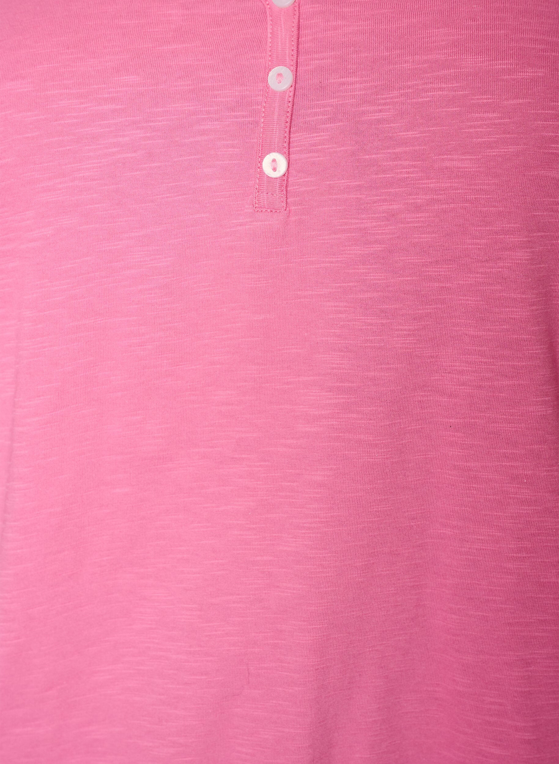 Zizzifashion Tank top in organic cotton with V-neck and buttons, Pink, Packshot image number 2