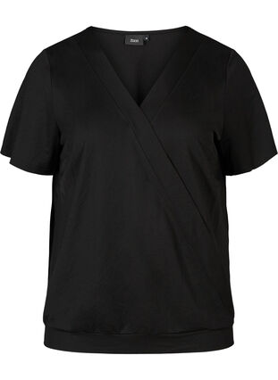 Top with short sleeves, Black, Packshot image number 0