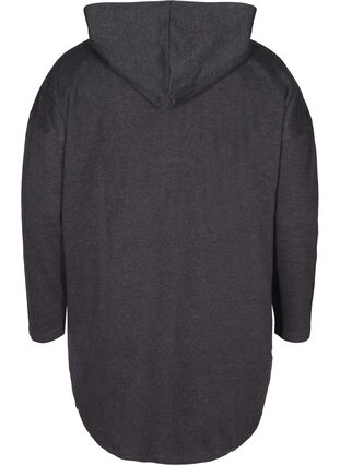 Long sweat cardigan with a hood, Dark Grey Mel., Packshot image number 1