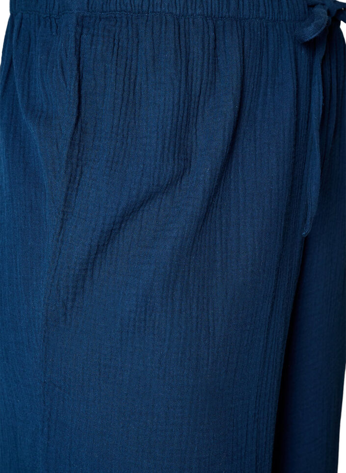 Loose cotton muslin pyjama bottoms, Blue, Packshot image number 3