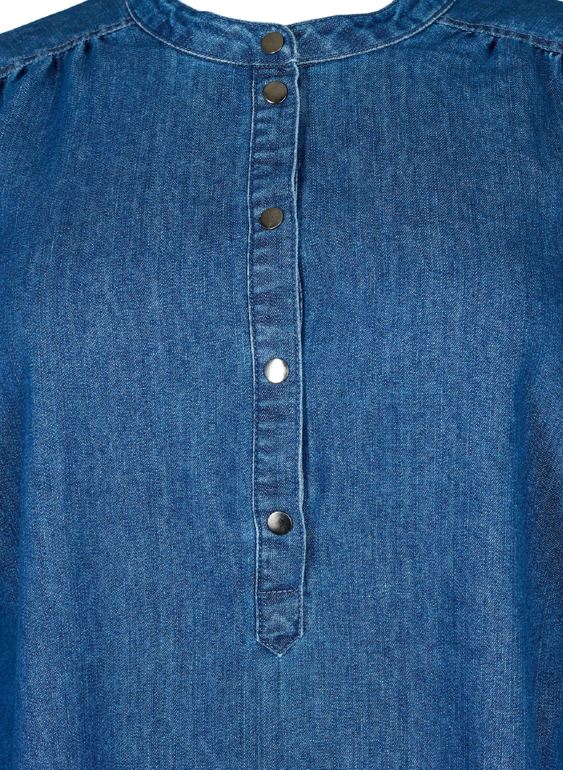Zizzifashion Long sleeve denim dress, Blue denim, Packshot image number 2