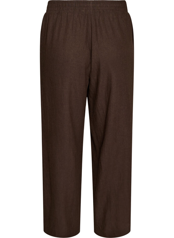 Wide-leg linen and viscose trousers, Brown, Packshot image number 1