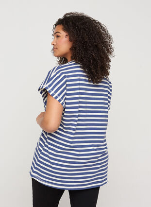 Striped t-shirt in cotton, Twilight Blue Stripe, Model image number 1