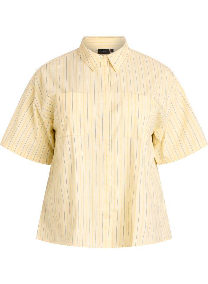 Striped blouse in a loose fit, Yellow, Packshot image number 0