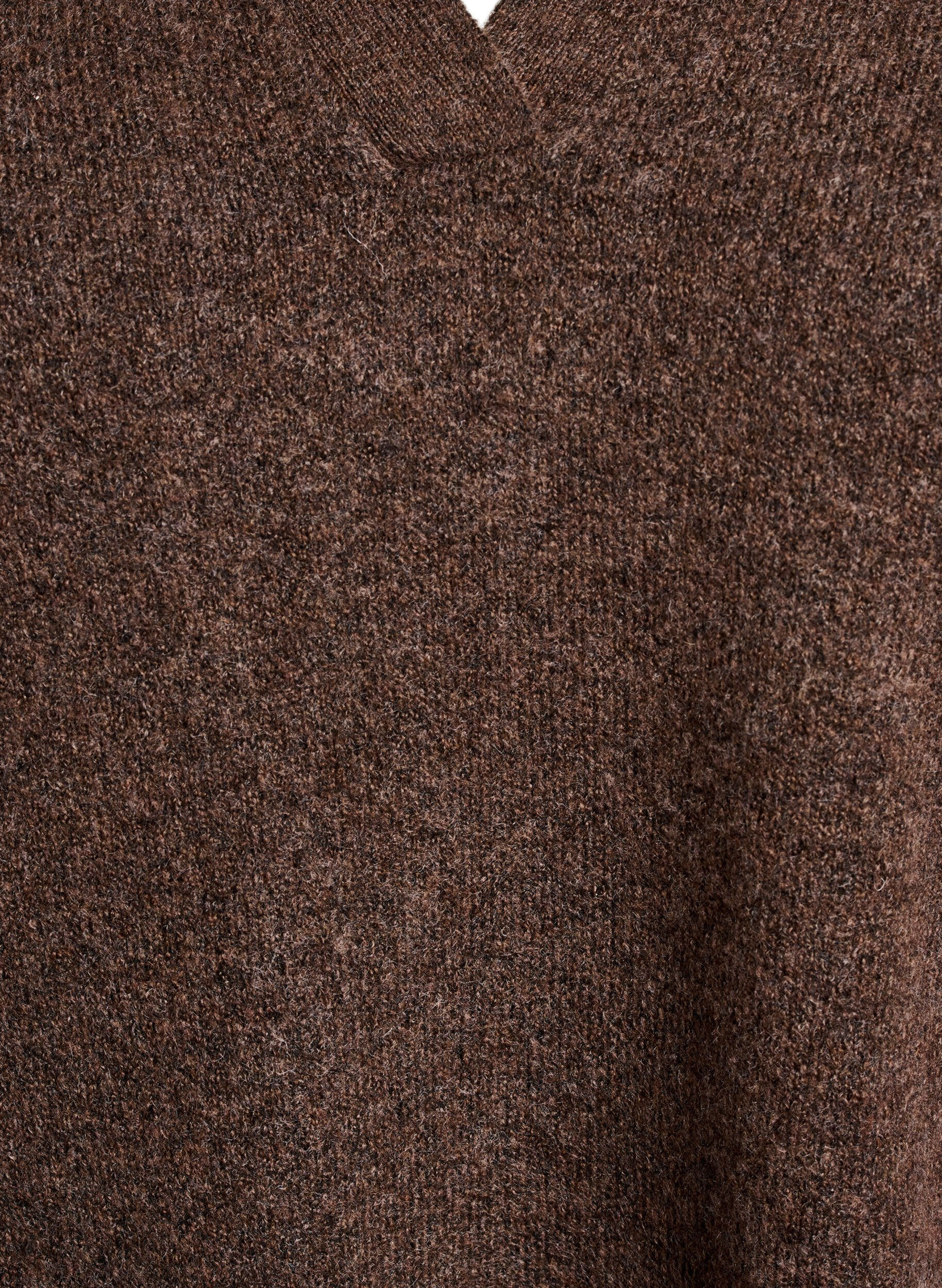Zizzifashion Knit blouse with collar and V-neckline, Brown, Packshot image number 2