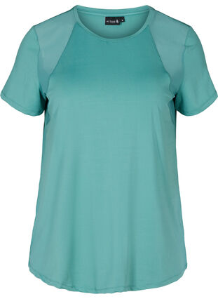 Short-sleeved sports t-shirt with mesh, Deep Sea, Packshot image number 0