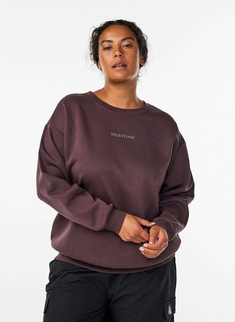 Sweatshirt with statement detail, Brown, Model image number 2