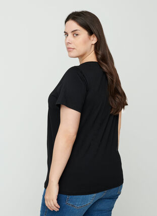 Cotton t-shirt with sequins, Black, Model image number 1