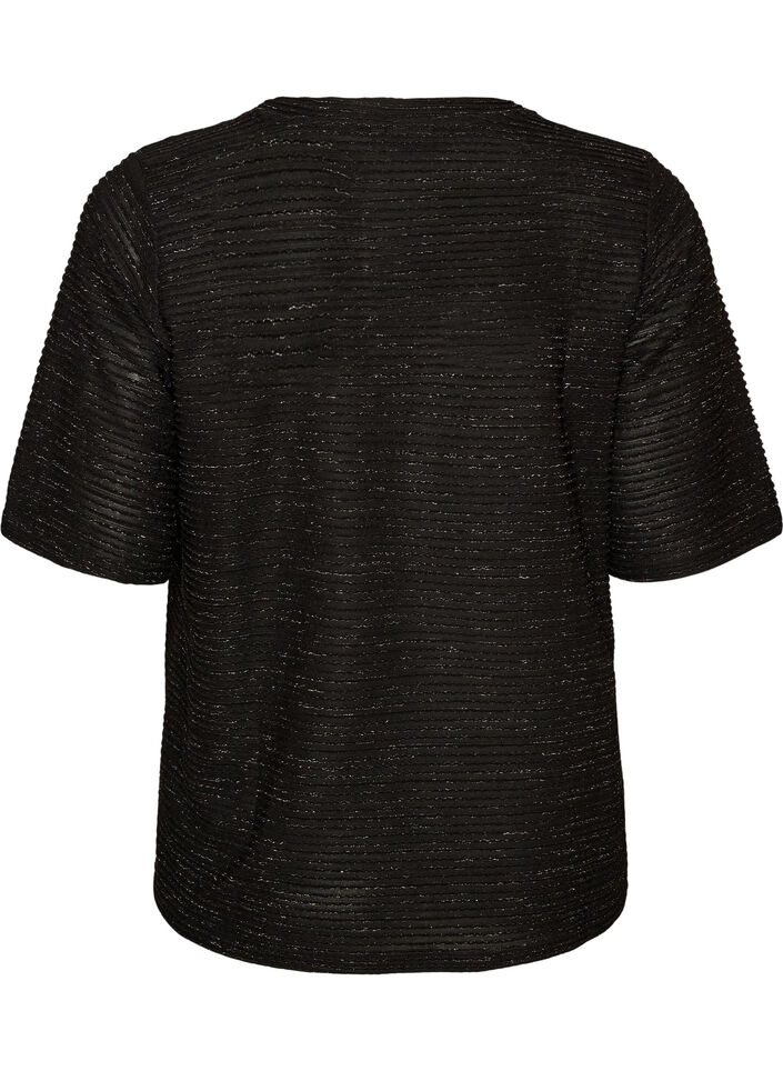 Blouse with texture and glitter, Black, Packshot image number 1