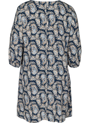 Viscose paisley dress with an A-line shape, Blue Paisley AOP, Packshot image number 1