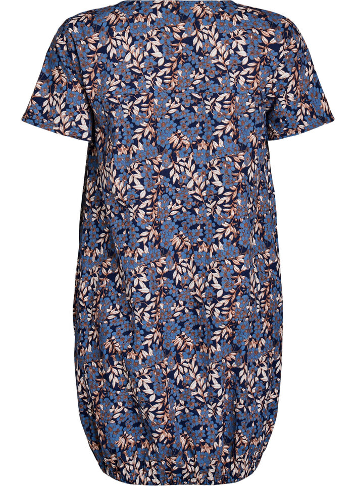 Short-sleeved, printed cotton dress, Blue, Packshot image number 1