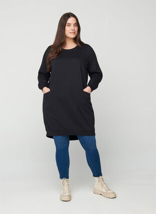 Sweater dress with long sleeves, Black, Model image number 2