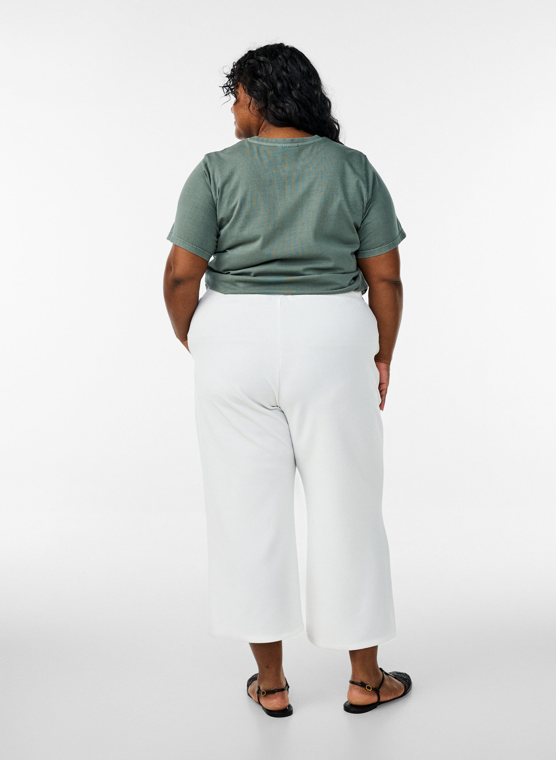 Zizzifashion Loose trousers with 7/8 length, White, Model image number 1