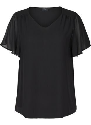 Short-sleeved blouse, Black, Packshot image number 0