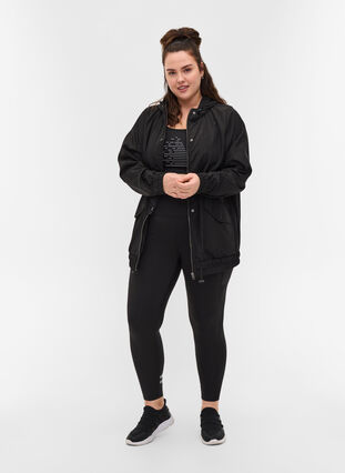 Hooded sports jacket with zip, Black, Model image number 2