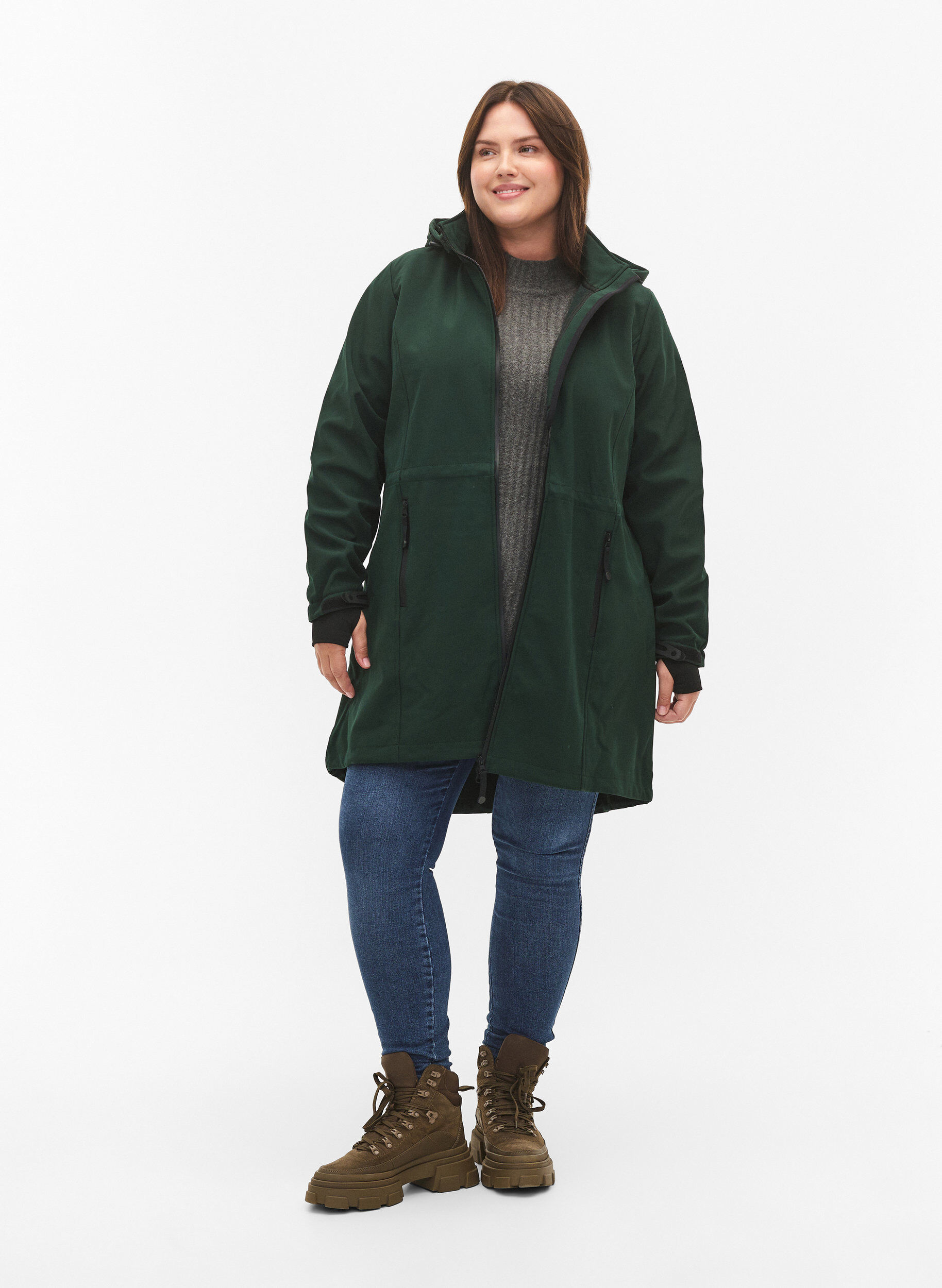 ZizzifashionSoftshell jacket with detachable hood, Green, Model image number 1