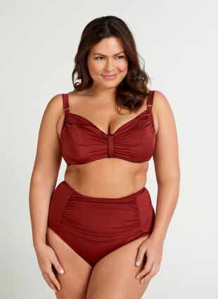 Bikini top with drape front, Rusty Red, Model image number 2