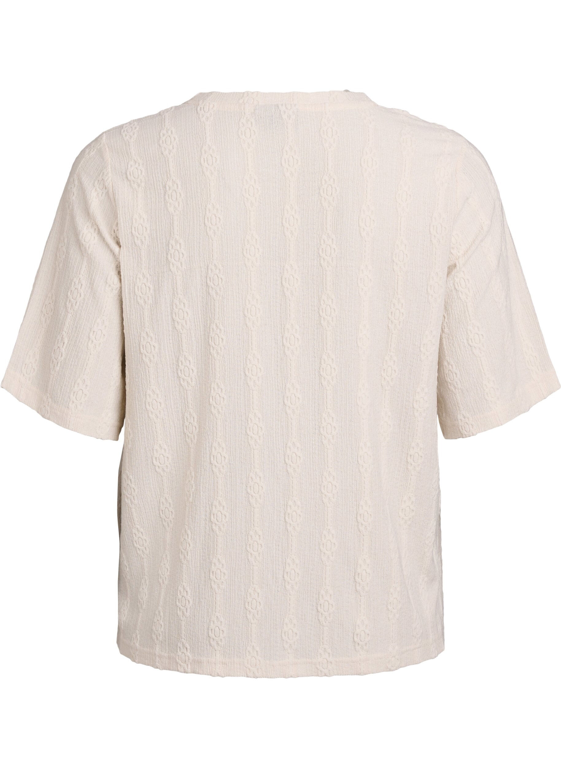 Zizzifashion Blouse with a textured pattern and short sleeves, Beige, Packshot image number 1