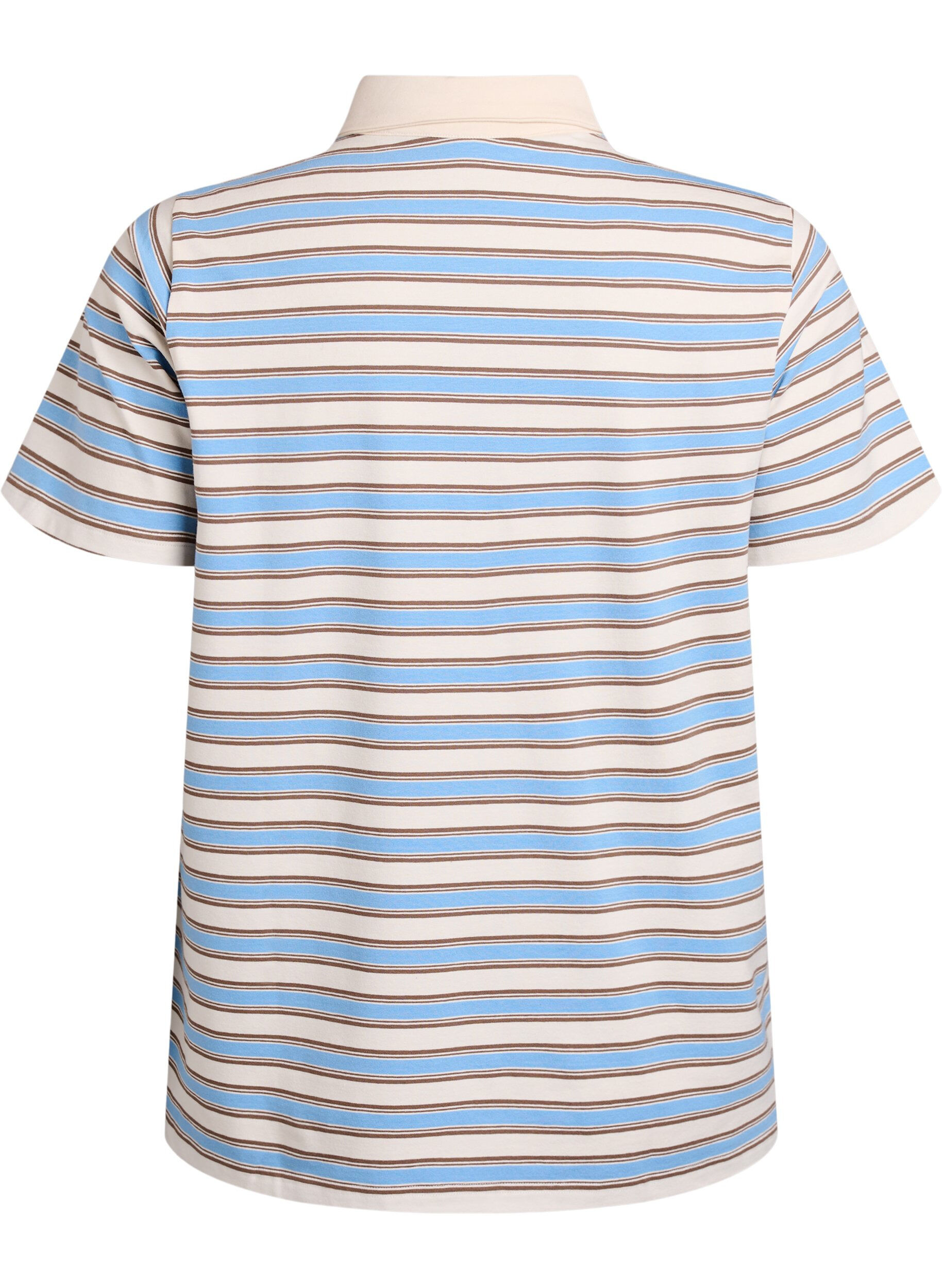 Zizzifashion Striped polo shirt with short sleeves, Light Blue, Packshot image number 1