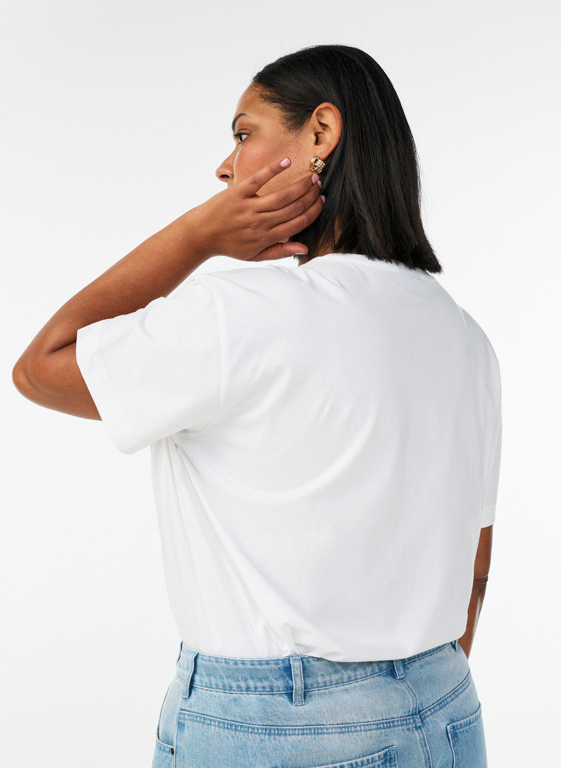 Zizzifashion 100% cotton T-shirt with short sleeves and print, White, Model image number 2