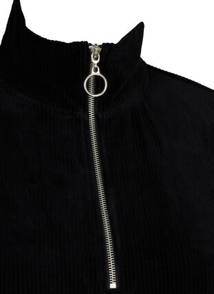 High neck velour dress with a zip, Black, Packshot image number 2