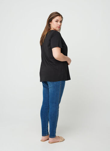 Short-sleeved cotton t-shirt, Black w. Love, Model image number 1