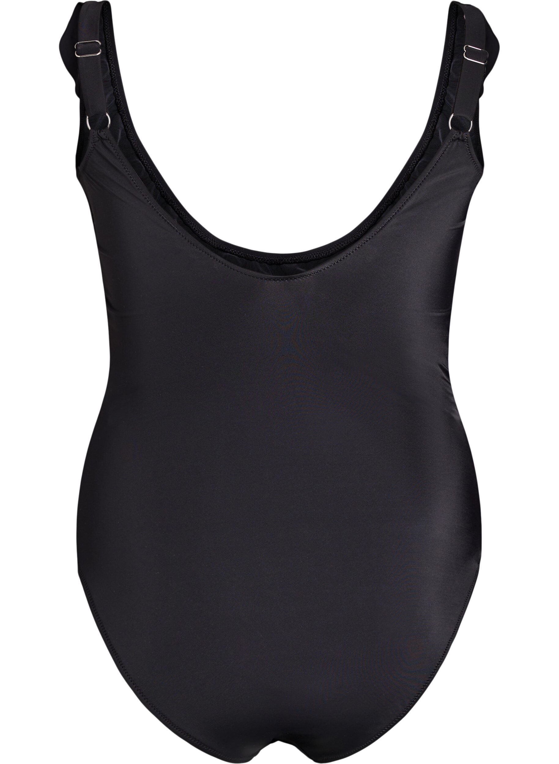 Zizzifashion Swimsuit with ruffles and removable padding, Black, Packshot image number 1