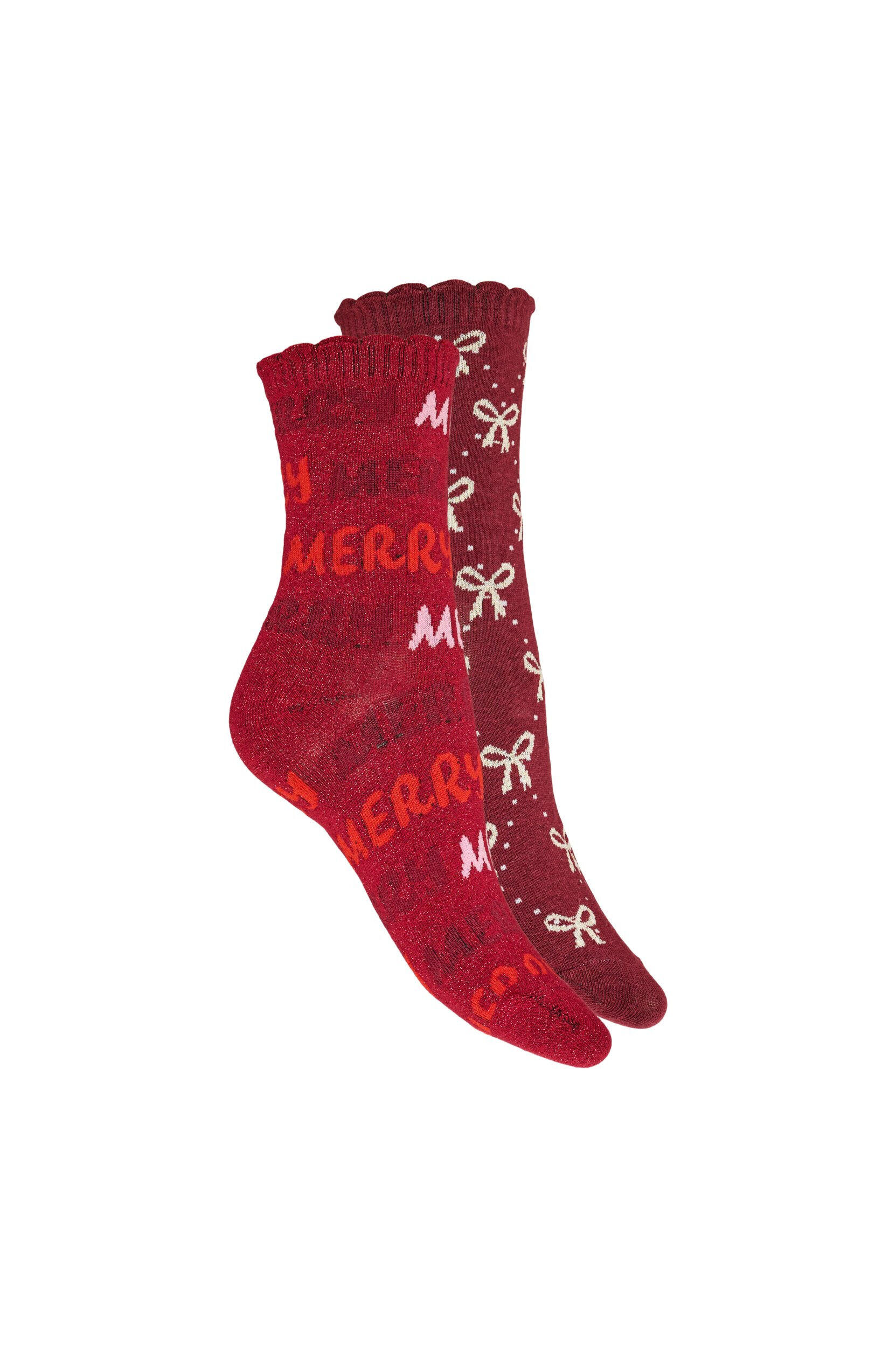 Zizzifashion2-pack Christmas socks, Red, Packshot image number 1