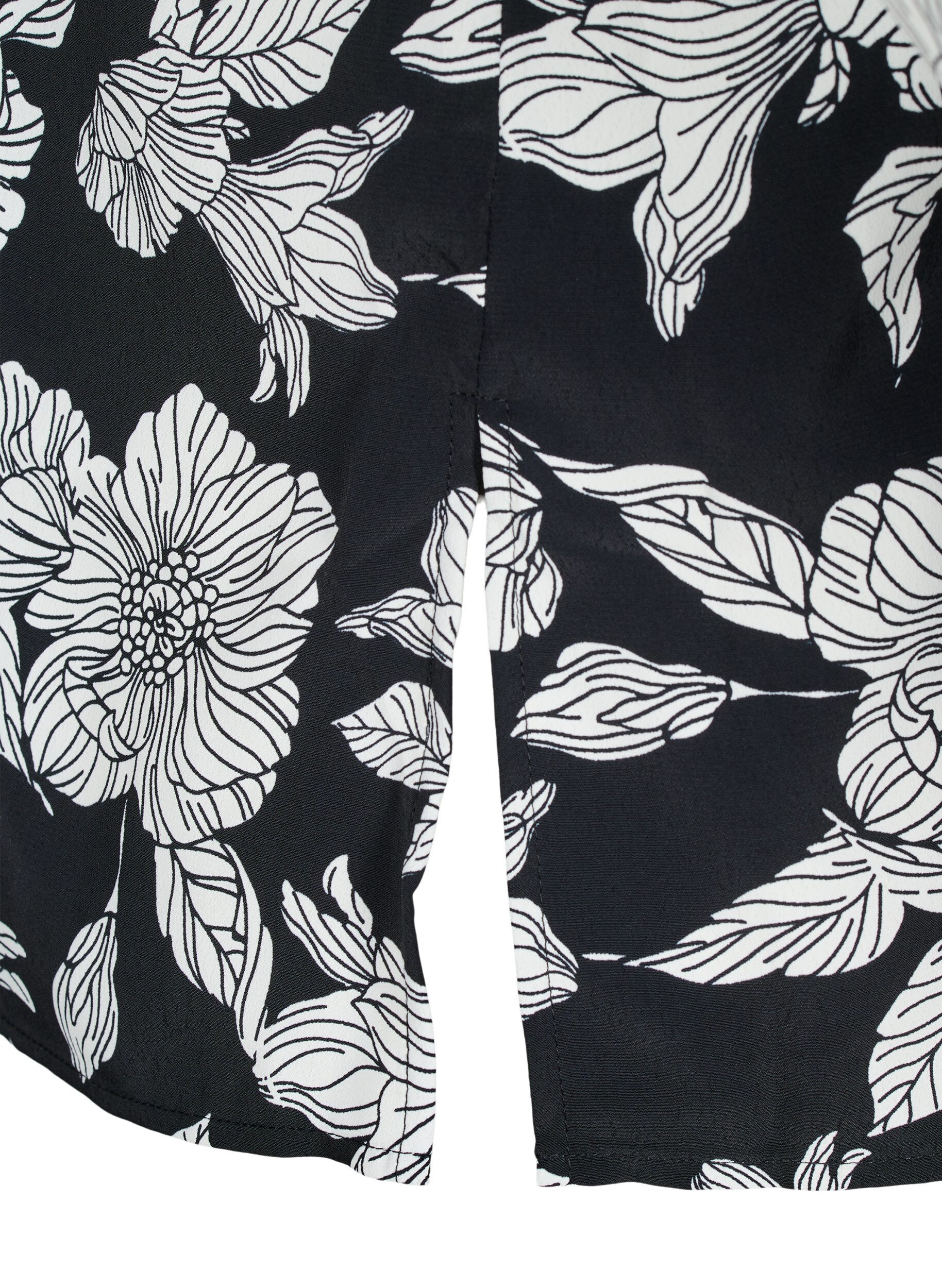 Zizzifashion Shirt with floral print, Black, Packshot image number 3