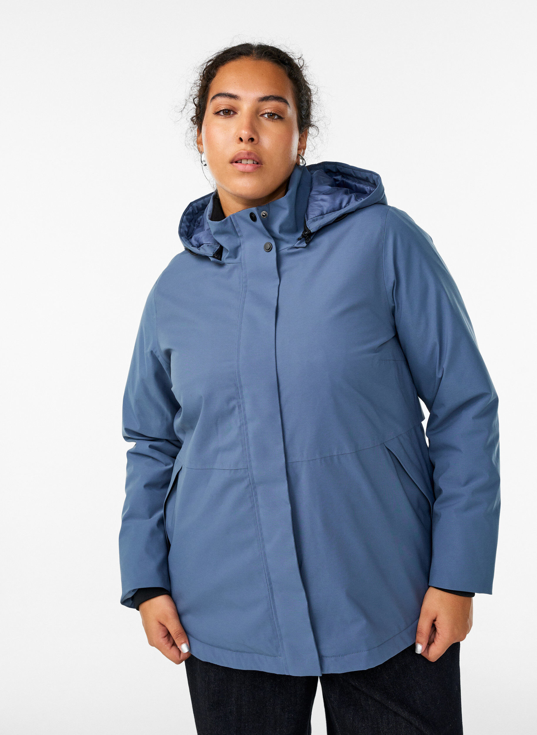 Functional short hooded winter jacket, Blue, Model