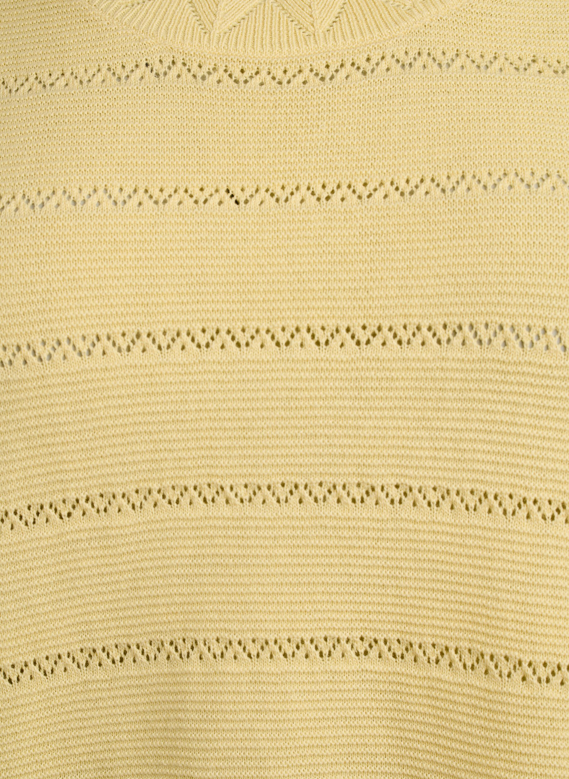 Zizzifashion Knitted blouse with a striped openwork pattern and short sleeves, Yellow, Packshot image number 2