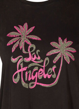 Short-sleeved cotton t-shirt, Black LOS ANGELES, Packshot image number 2
