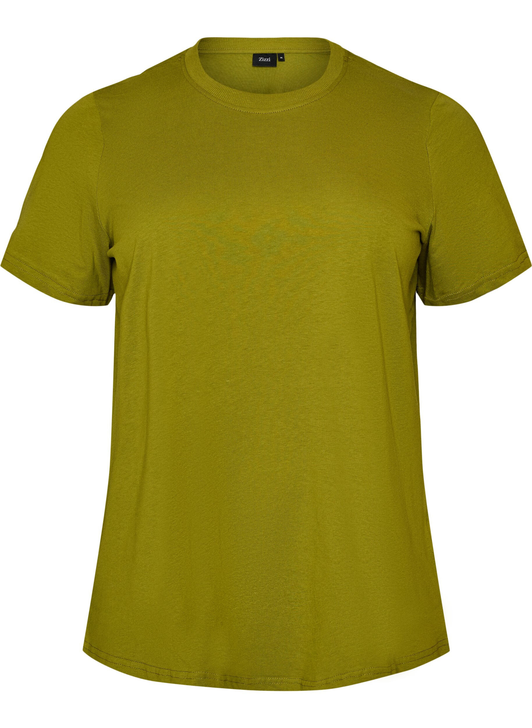 Zizzifashion Basic cotton T-shirt with round neck, Green, Packshot image number 0