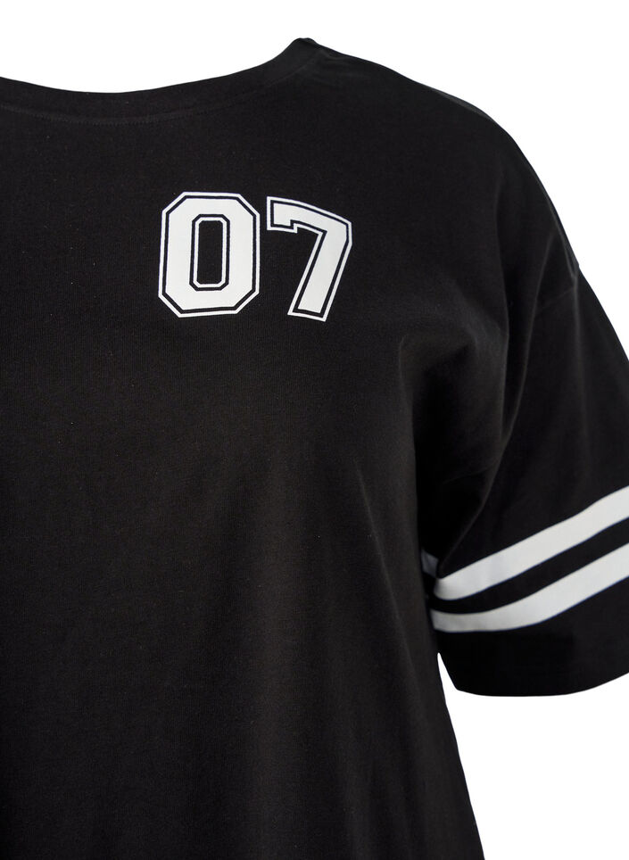 Short T-shirt dress with sporty details, Black, Packshot image number 2