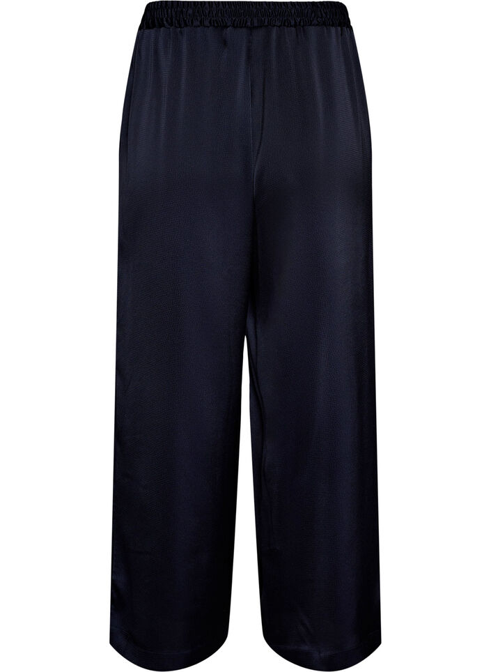 Satin-look trousers with wide, straight legs, Blue, Packshot image number 1
