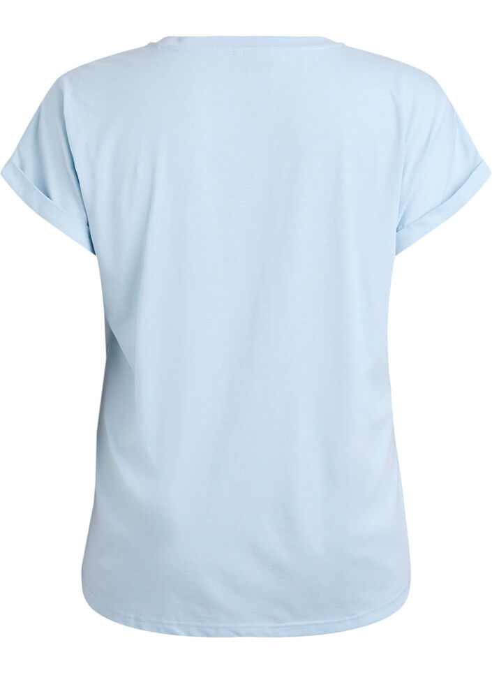 Short sleeved cotton blend t-shirt, Light Blue, Packshot image number 1
