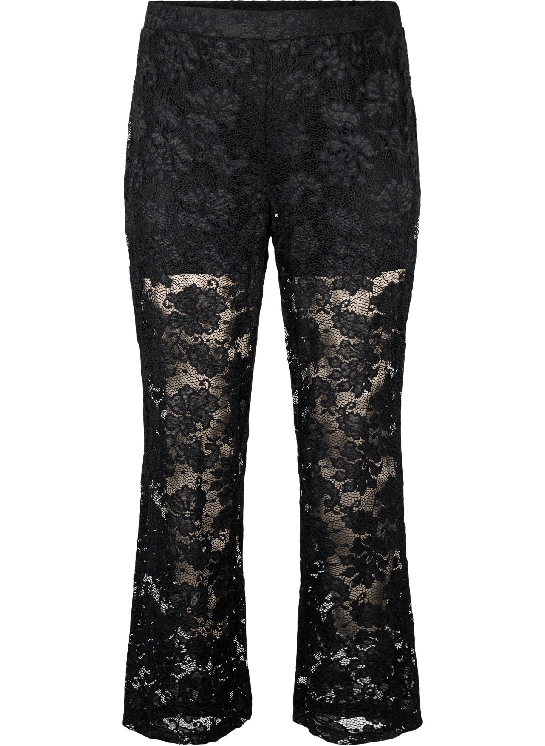 Zizzifashion Laced pants with straight fit, Black, Packshot image number 0
