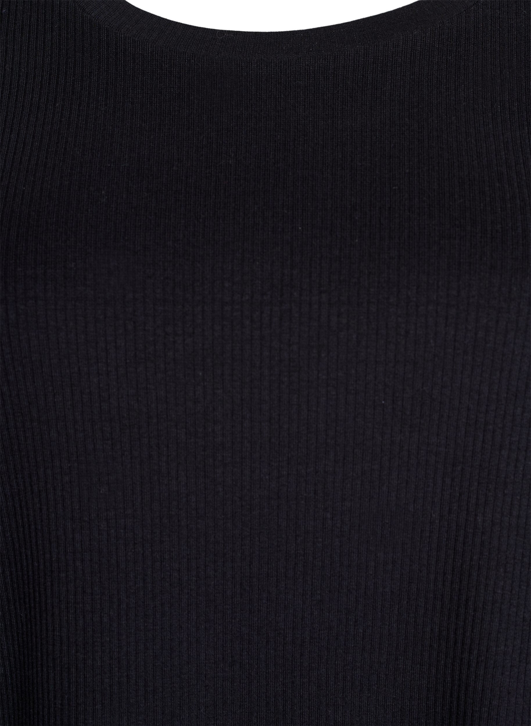 Zizzifashion Ribbed jersey blouse with short sleeves, Black, Packshot image number 2