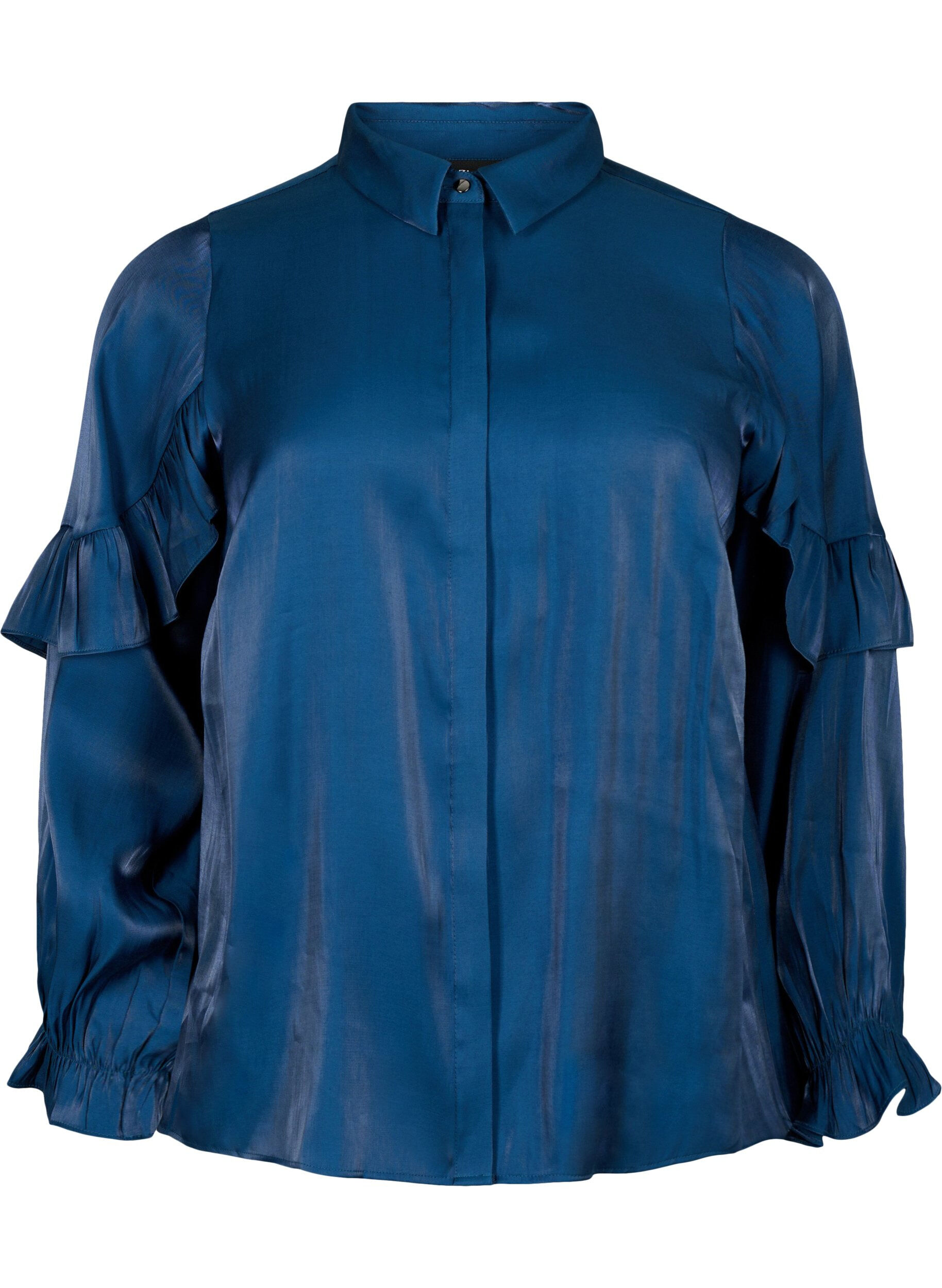 Zizzifashion Viscose shirt with ruffles, Titan, Packshot image number 0